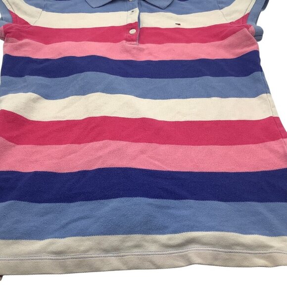 Tommy Hilfiger Girls Striped Polo Shirt L 12/14 Collared Short Sleeve Multicolor - Picture 5 of 10